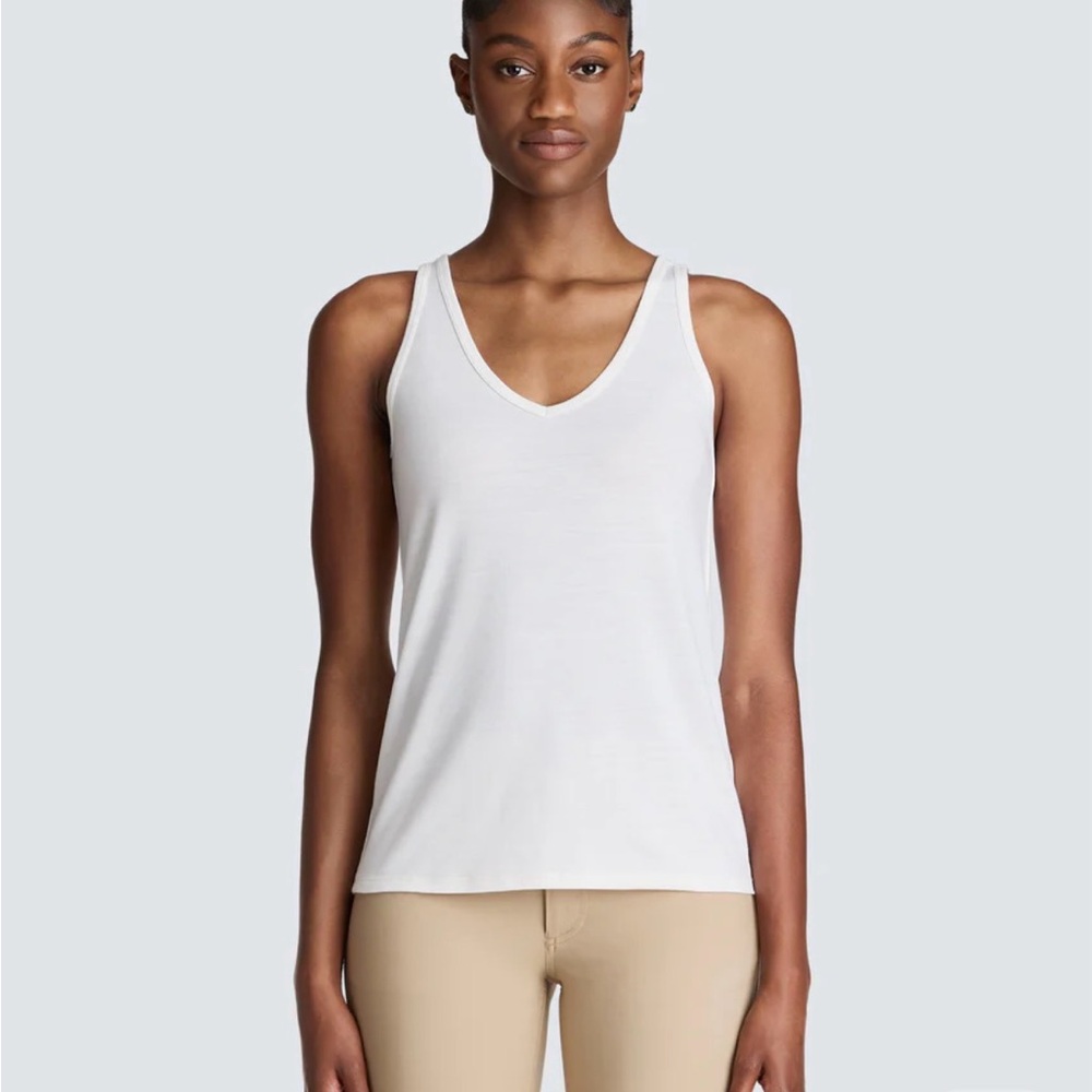Unbound Merino Relaxed Merino V-Neck Tank Top in Ivory Medium
